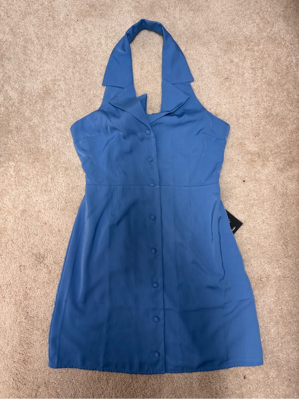 Lulus Blue Halter-Style Button-Front Women's Dress